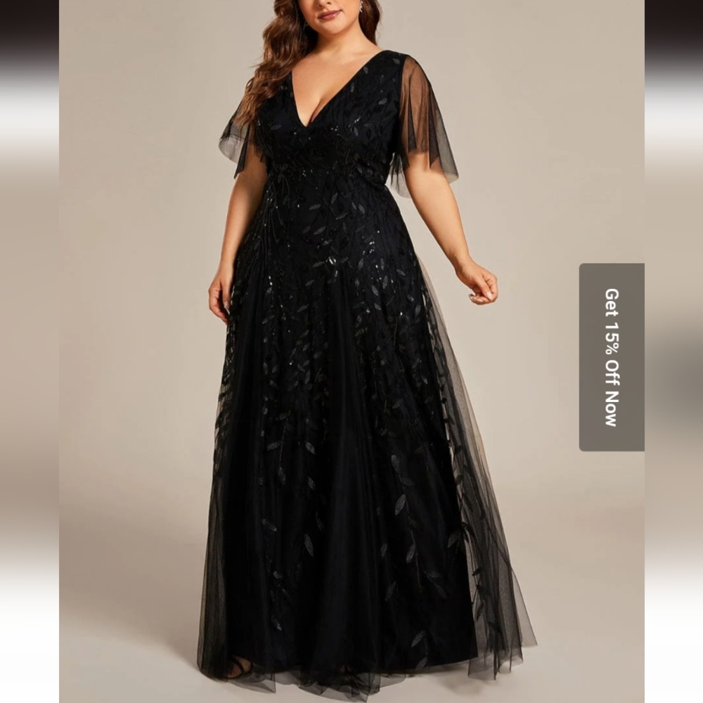 NWT Ever Pretty Black Maxi Formal Dress Custom Size 18/20